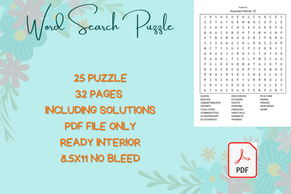 Assorted Word Search PAPER GAME INTERIOR