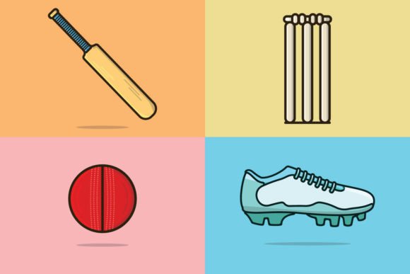 Essential Cricket Sport Game Elements: High-Quality Vector Design for Modern Creative Workflows